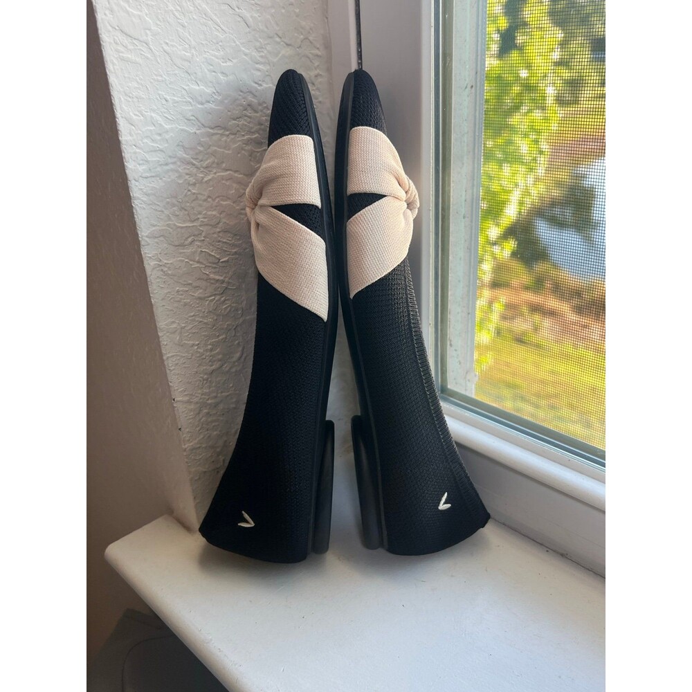 VIVAIA Bibi Almond Toe Knotted Bow Tie Flat Shoes in Black & Cream Women’s 38.5 - Picture 7 of 12